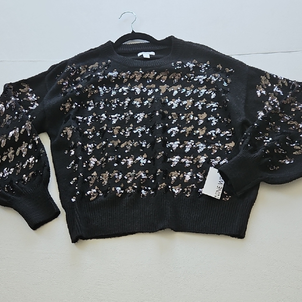 Nine West Black Sweater with Black Sequin Accents